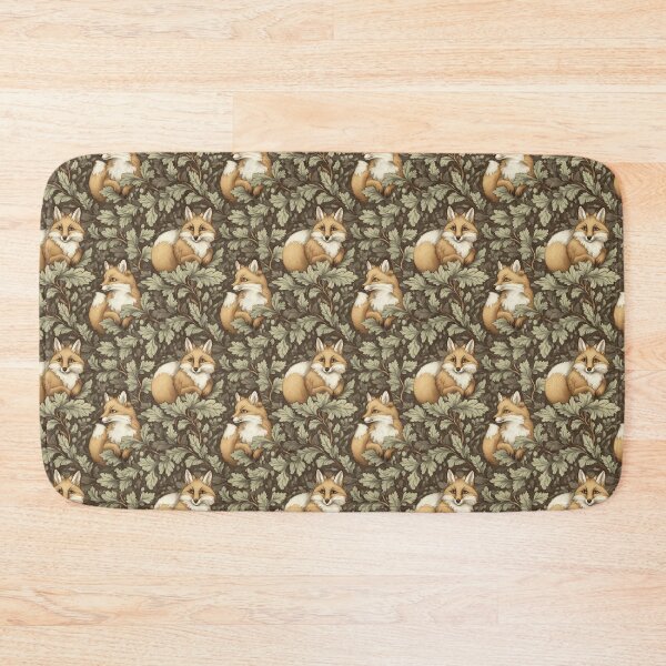 Item preview, arts and crafts styled red fox pattern designed and sold by PoppyLaneStudio.