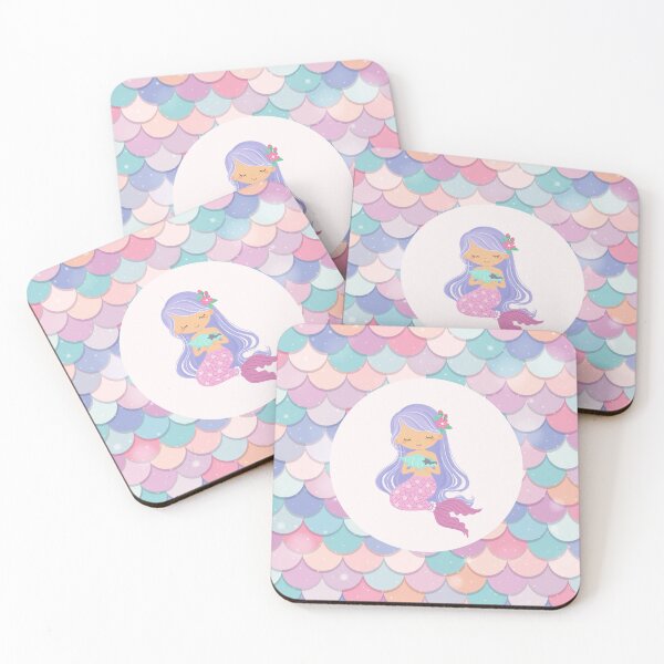 Item preview, Violet Childish Mermaid Square Pillow designed and sold by Rahmounik.