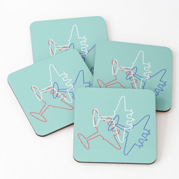 Item preview, Mosquito WW2 combat aircraft outline red white blue turning designed and sold by soitwouldseem.