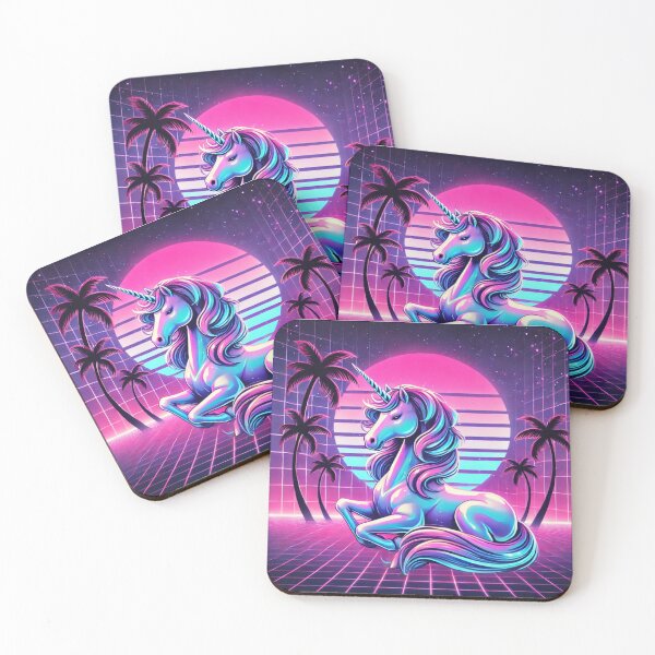 Item preview, A magical unicor in a Vaporwave style.Perfect for lovers of retro aesthetics and fantasy art designed and sold by La bottega del tempo.