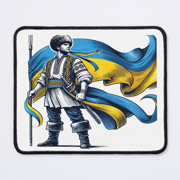 Item preview, Support Ukraine – Cossack Warrior with Ukrainian Flag & Free Ukraine Map designed and sold by Globalcitytees.