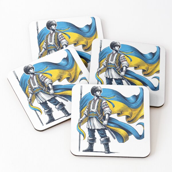 Item preview, Support Ukraine – Cossack Warrior with Ukrainian Flag & Free Ukraine Map designed and sold by Globalcitytees.