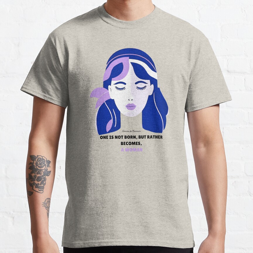 Simone De Beauvoir_We Become A Woman_Black Font_Purple Classic T-Shirt