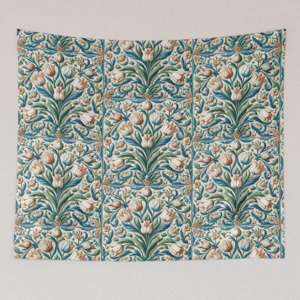 Item preview, Elegant Turkish Tile Pattern Pillow – Vintage Iznik Ceramic with Tulips designed and sold by Psycho-Crazy.