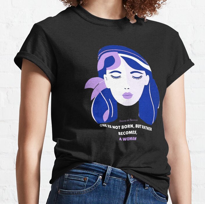 Simone De Beauvoir_We Become A Woman_White Font_Purple Classic T-Shirt