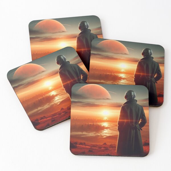 Item preview, Mysterious alien watching sunset from a different planet designed and sold by Dogandesighn.