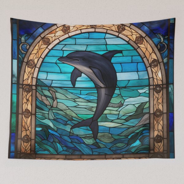 Item preview, Dolphin in Stained Glass designed and sold by RedHandedOD.