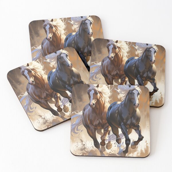 Item preview, Un par de caballos corriendo alegremente a través de un campo de hierba vibrante. designed and sold by oleend.