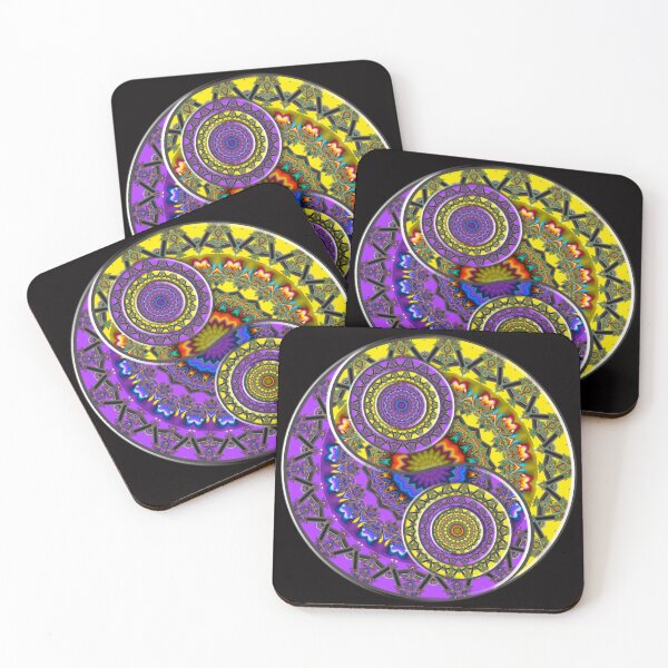 Item preview, Yin Yang Design from Violet and Yellow Fractal Mandalas designed and sold by Warren Paul Harris.