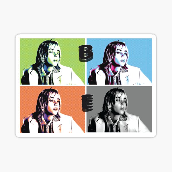 Aperçu de l'œuvre Billy Eyelish 4 panneaux Mod rétro vintage Pop Art créée et vendue par popartdemo.