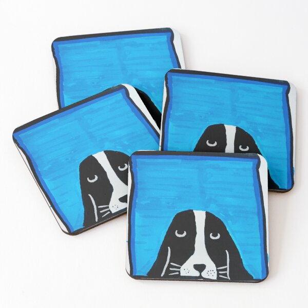 Item preview, Minimalist Cute Dog on Blue Background designed and sold by diptarka07.