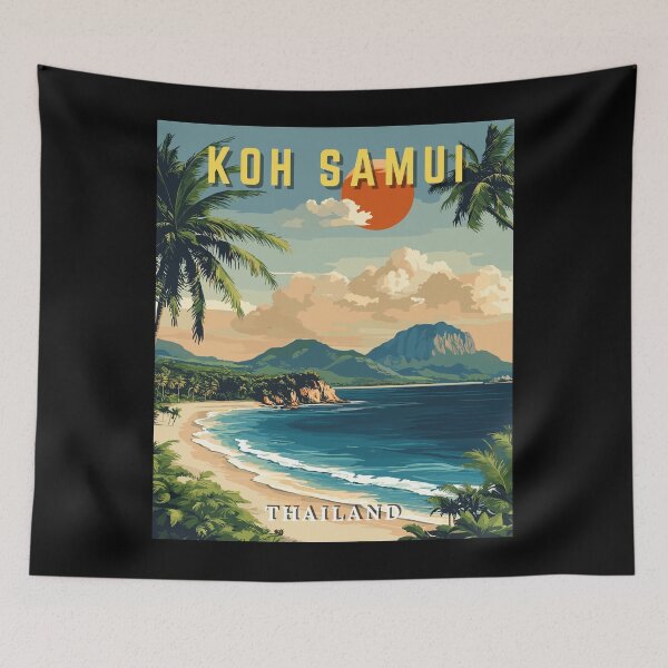 Item preview, Koh Samui in Thailand Retro Travel Landscape designed and sold by MaateoDesign.