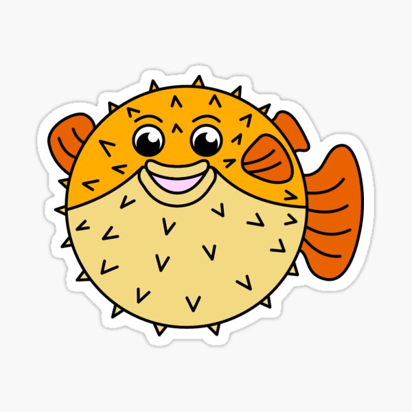 Item preview, Cute Happy Puffer Fish sea and Ocean animal designed and sold by micarto.