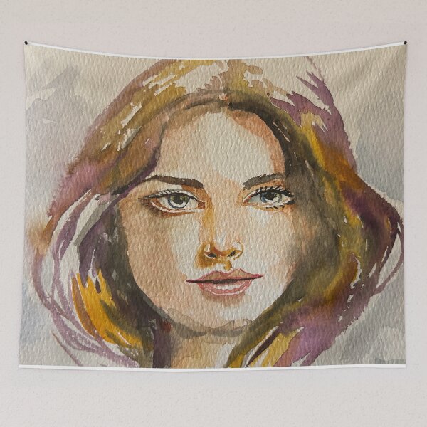 Item preview, Green Eyed Lady Watercolor designed and sold by TheArtCave.