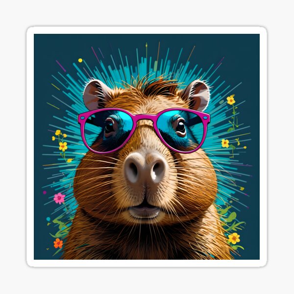 Vista previa del artículo con la obra «Genial capibara pop con gafas de sol», diseñado y vendido por stableImaginarium.