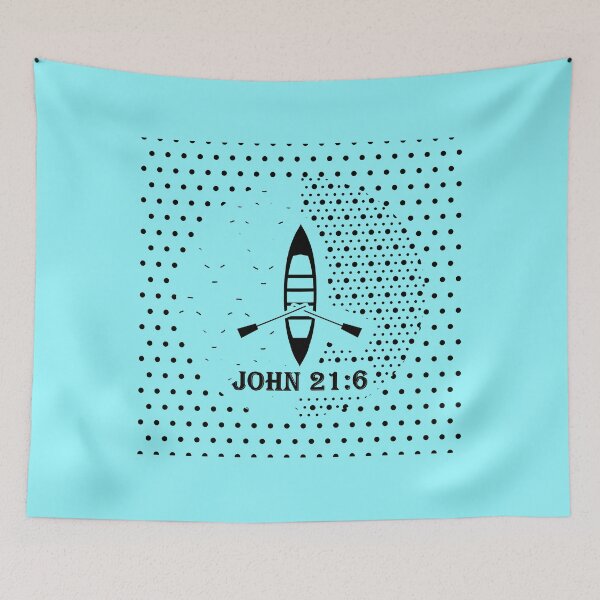 Item preview, John 21:6 - Jesus and his disciples - Bible verse Inspired minimal Abstract Christian Art (Black) designed and sold by ZechJohnRB.