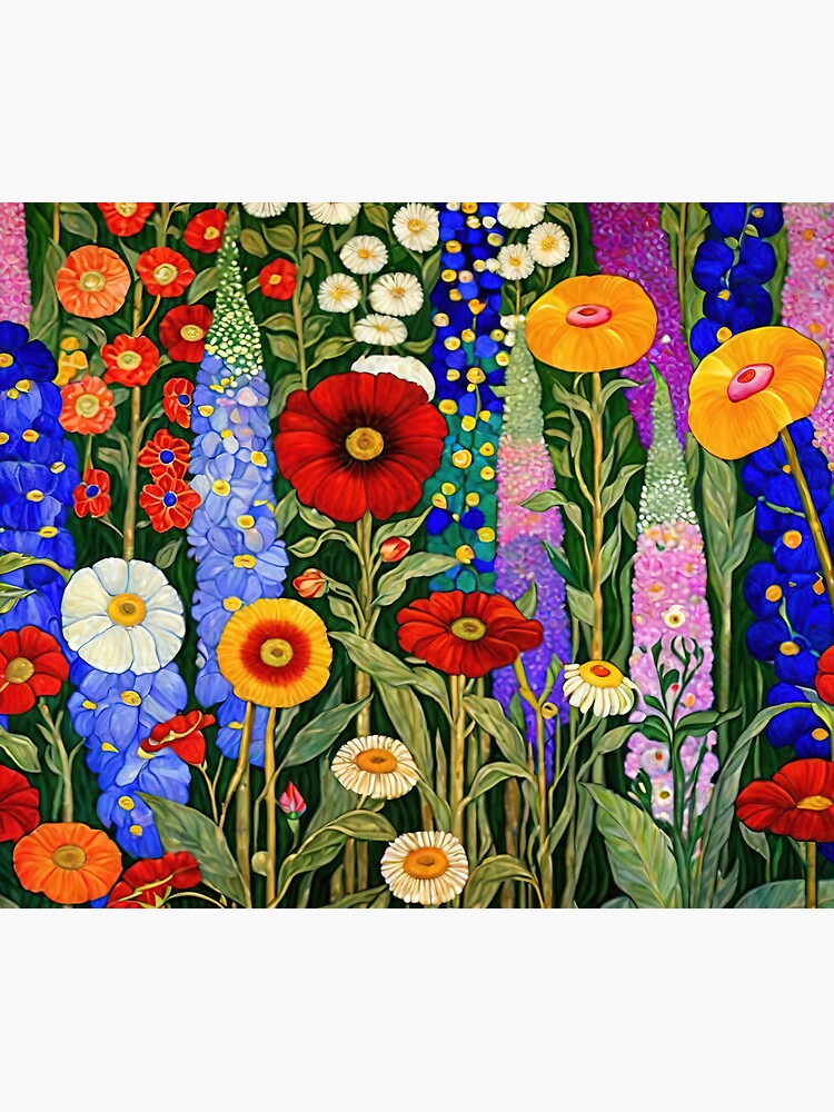 Aperçu 5 sur 5. Tapis de souris avec l'œuvre Jardin de fleurs Gustav Klimt créée et vendue par maniacfitness.