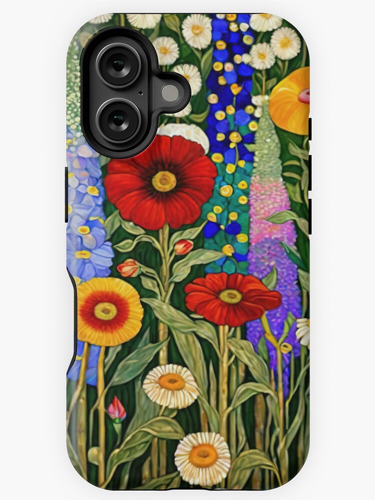 Aperçu 1 sur 4. Coque iPhone avec l'œuvre Jardin de fleurs Gustav Klimt créée et vendue par maniacfitness.
