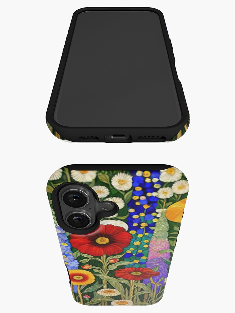 Aperçu 3 sur 4. Coque iPhone avec l'œuvre Jardin de fleurs Gustav Klimt créée et vendue par maniacfitness.