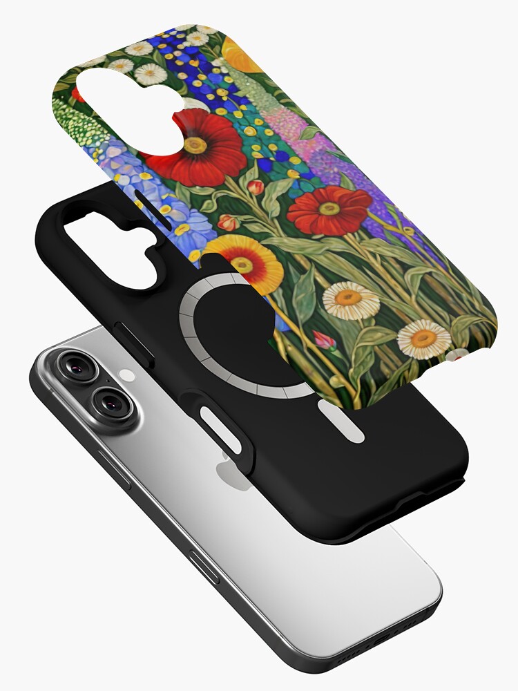 Aperçu 2 sur 4. Coque iPhone avec l'œuvre Jardin de fleurs Gustav Klimt créée et vendue par maniacfitness.