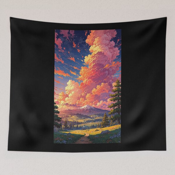 Item preview, Mountain landscape in anime style. designed and sold by ArtCraftLab.