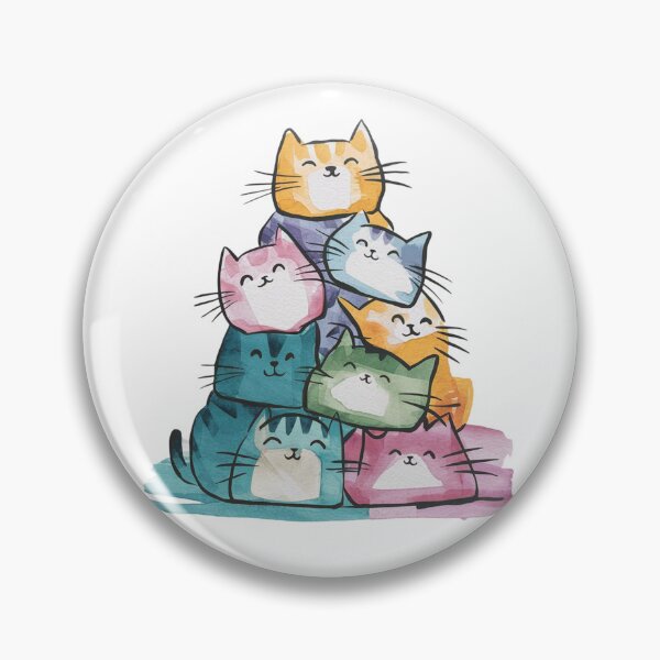 Item preview, Modern Trendy Colorful Watercolor Stack Cat  designed and sold by SOUFIANE1991.