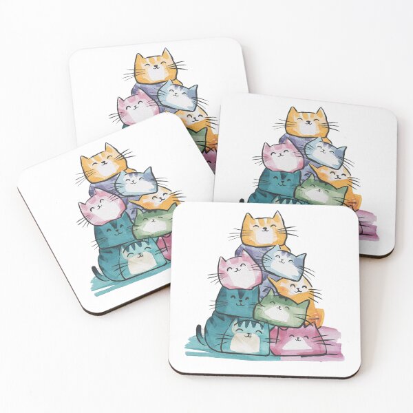 Item preview, Modern Trendy Colorful Watercolor Stack Cat  designed and sold by SOUFIANE1991.