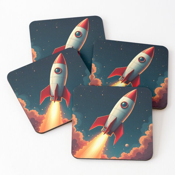 Item preview, Retro Rocket Launch: Blazing into the Cosmic Beyond designed and sold by AbstractAuraArt.