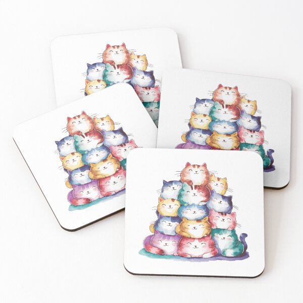 Item preview, Modern Trendy Colorful Watercolor Stack Cat  designed and sold by SOUFIANE1991.
