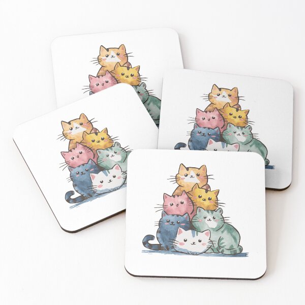 Item preview,  Modern Trendy Colorful Watercolor Stack Cat  designed and sold by SOUFIANE1991.