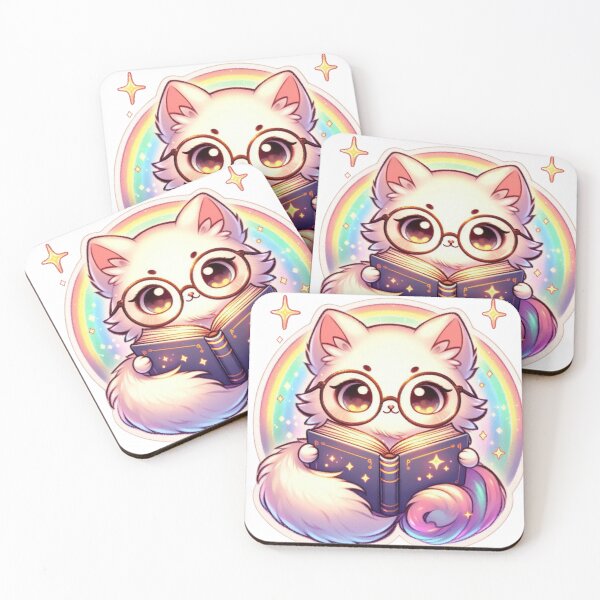 Item preview, reading cat, rainbow cat, glasses designed and sold by Brilliant minds.
