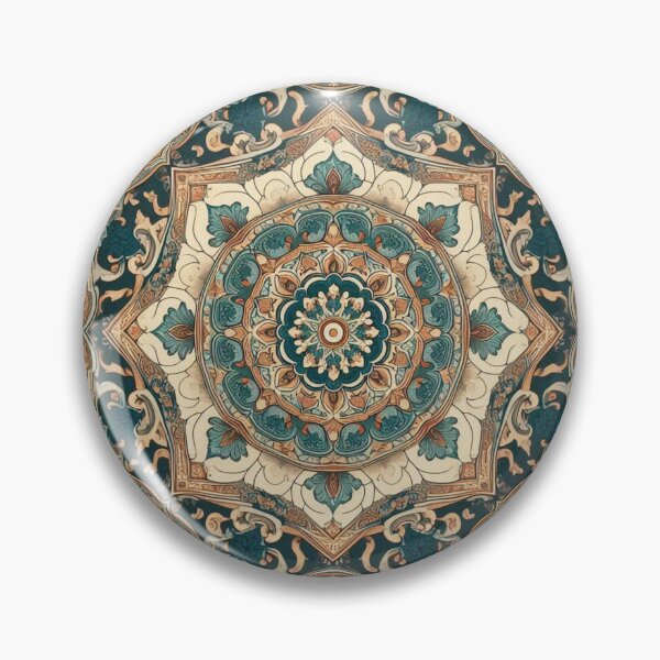 Item preview, Exquisite Ottoman Mandala Pattern in Teal and Beige designed and sold by Psycho-Crazy.