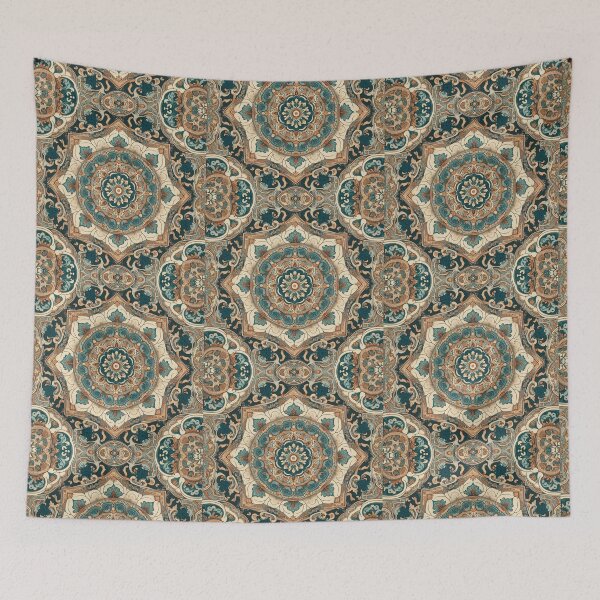 Item preview, Exquisite Ottoman Mandala Pattern in Teal and Beige designed and sold by Psycho-Crazy.