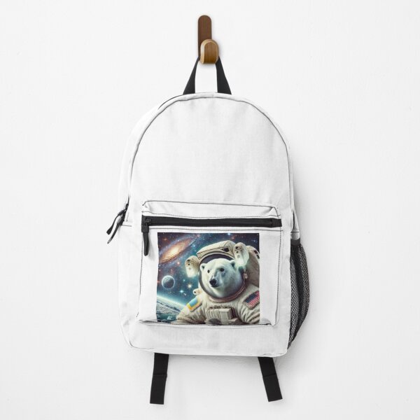 Item preview, Frozen Odyssey - Polar Bear Astronaut -Polar bear floating in space in astronaut suit, looking at a frozen planet designed and sold by La bottega del tempo.