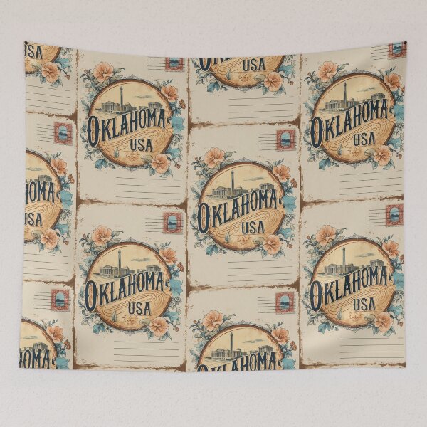 Item preview, Oklahoma USA Vintage Travel Retro Postcard Design designed and sold by TravelPostcardGems.