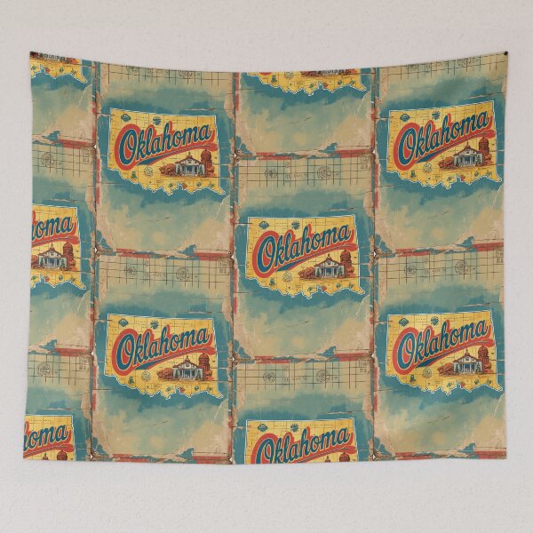 Item preview, Oklahoma USA Vintage Travel Retro Postcard Design designed and sold by TravelPostcardGems.