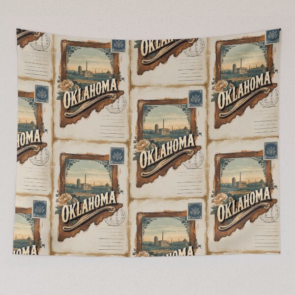 Item preview, Oklahoma USA Vintage Travel Retro Postcard Design designed and sold by TravelPostcardGems.