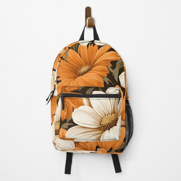 Item preview, Floral orange white pattern - whimsigoth dark cottagecore wildflowers forestcore garden greenery designed and sold by cocomelon168.