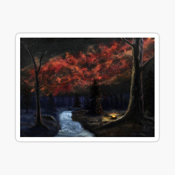 Original Oil Painting "Night Fires" Sticker