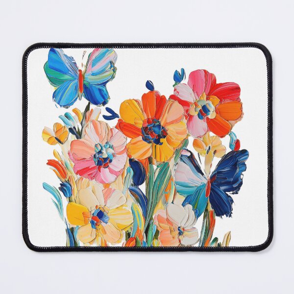 Item preview, Colorful abstract flowers and butterflies oil painting designed and sold by CreativeLarysa.