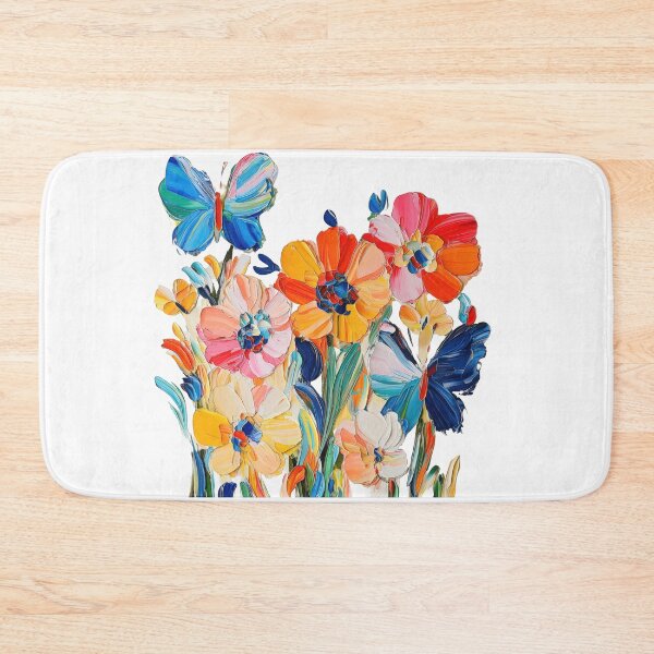 Item preview, Colorful abstract flowers and butterflies oil painting designed and sold by CreativeLarysa.