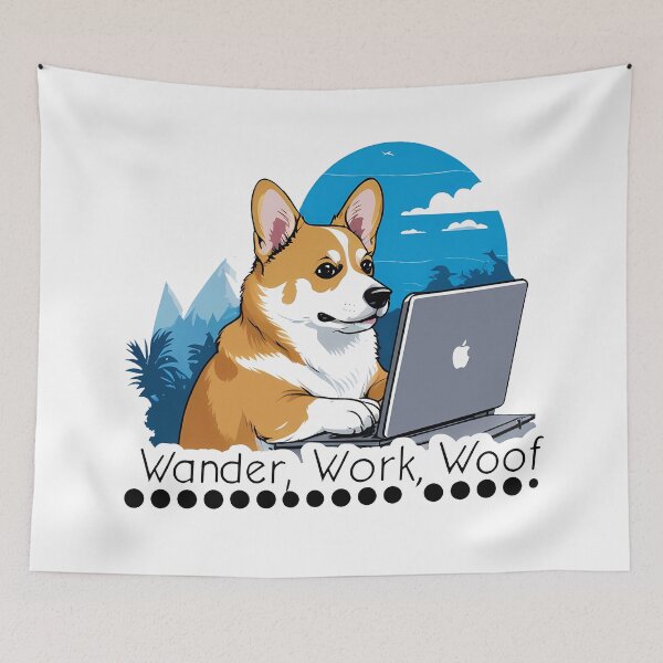 Item preview, Wander, Work, Woof – Digital Nomad Corgi  designed and sold by zoughlal.