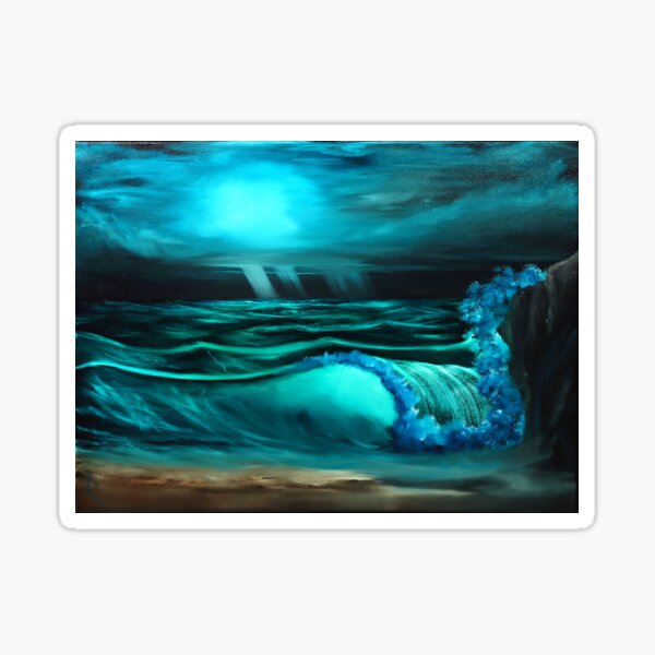 Original Oil Painting "Night Wave" Sticker