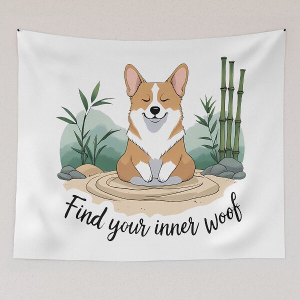 Item preview, Find Your Inner Woof – Zen Corgi Meditation  designed and sold by zoughlal.