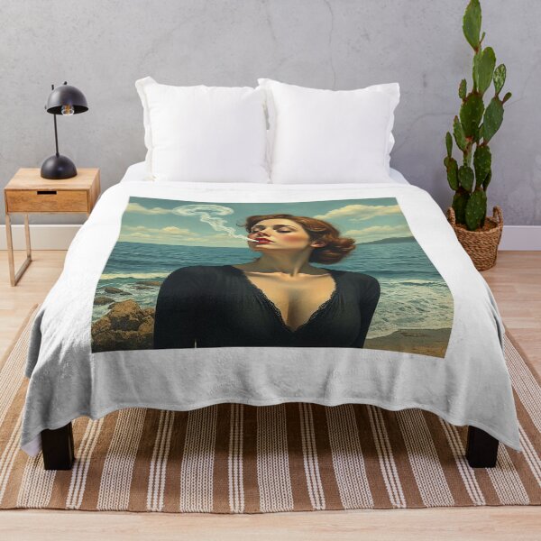 Aperçu de l'œuvre Femme fumant au bord de la mer créée et vendue par Terry Collett.