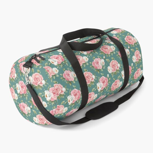Item preview, preppy watercolour florals on turquoise backdrop designed and sold by PoppyLaneStudio.