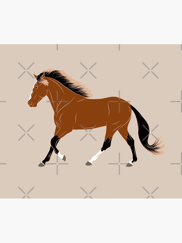 Aperçu 5 sur 5. Tapis de souris avec l'œuvre Cheval Barbe, dessin cheval bai, cheval de selle, races de chevaux du Maroc créée et vendue par WebEquitation.
