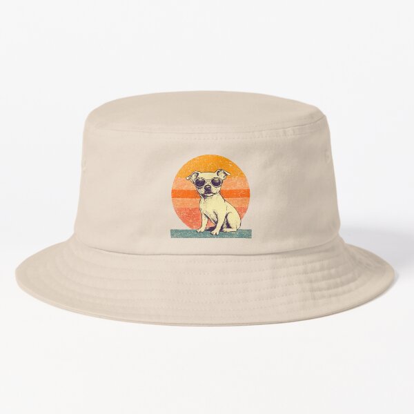 Vista previa del artículo con la obra «Perro chihuahua retro vintage con gafas de sol (Chiwawa) naranja Atardecer», diseñado y vendido por TheCrownstudio.