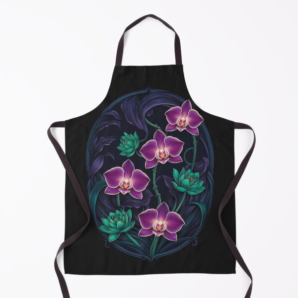 Item preview, Orchid Dreamscape – Elegant Purple Orchids and Lotus in Dark Fantasy Art designed and sold by UniversalFlair.