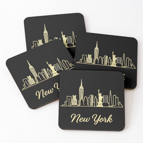 Item preview, Minimalist New York City Skyline Gold Outline designed and sold by svarupa.